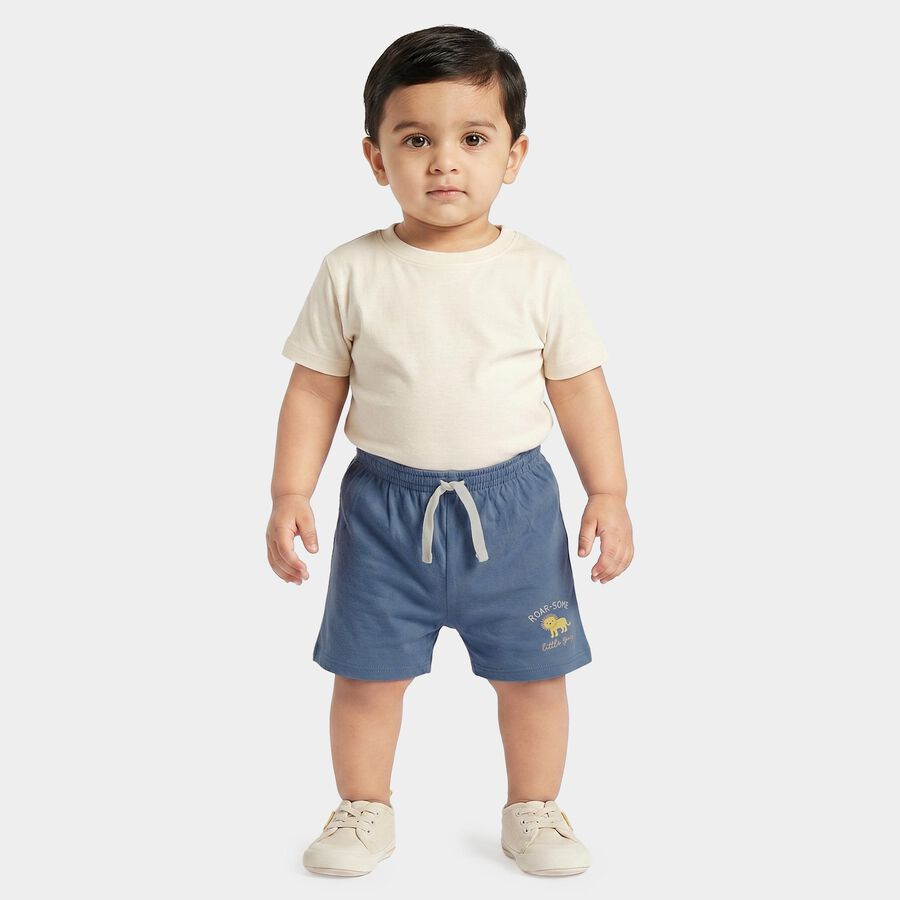 Infants' Blue Regular Fit Printed Half Pant, रॉयल ब्लू, large