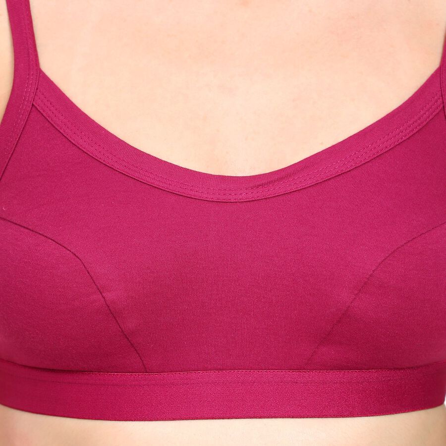Ladies' 100% Cotton Bra , वाइन, large image number null