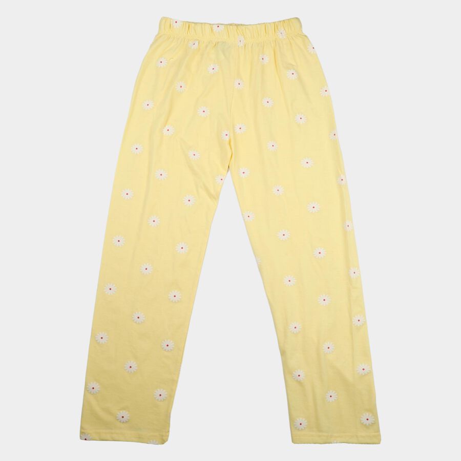 Girls' Yellow Regular Fit Solid Pyjama, Yellow, large