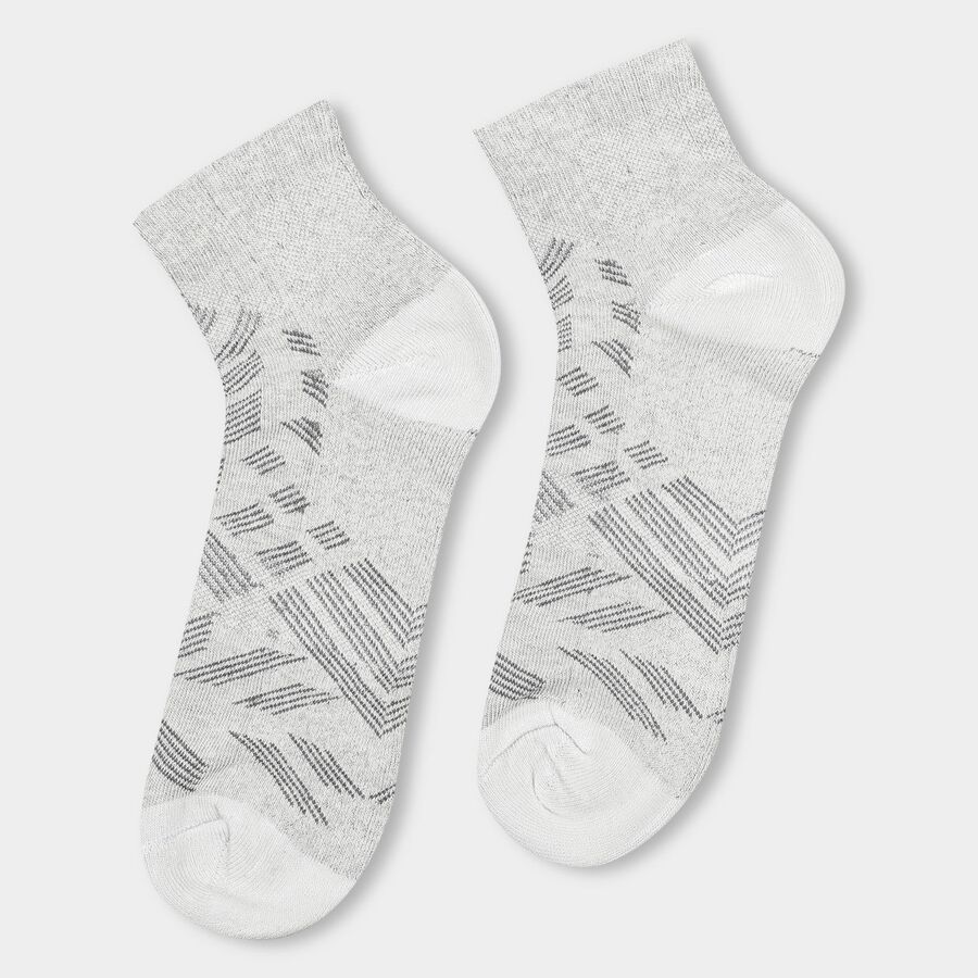 Men's Steel Blue and White Regular Fit Geometric Pattern Pack of 3 Socks, मध्यम नीला, large image number null