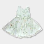 Girls' Soft Mint Green Floral Embroidered Party Wear Frock, Light Green, small image number null