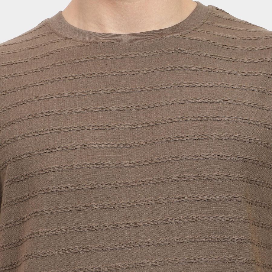Men's Round Neck Half Sleeves T-Shirt , Khaki, large image number null