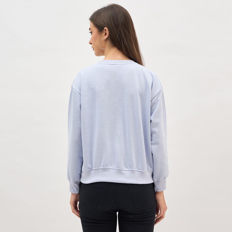 Women's Light Lavender Blue Crew Neck Casual Sweatshirt, Light Blue, large image number null