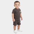 Infants' Charcoal 100% Cotton Crew Neck Graphic Print Baba Suit, Charcoal, small