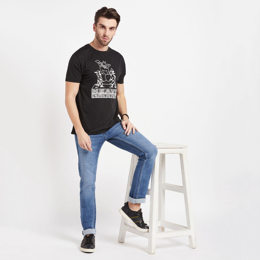 Round Neck T-Shirt, Black, large image number null