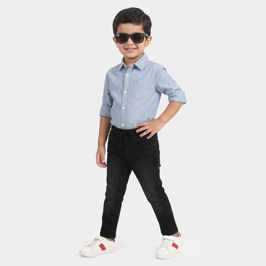 Boys Black Slim Fit Washed Jeans, Black, large