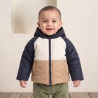 Infants Beige Hooded Puffer Jacket, गहरा पीला, small