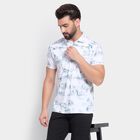 Men's 100% Cotton Collared Half Sleeves T-Shirt, हल्का नीला, small