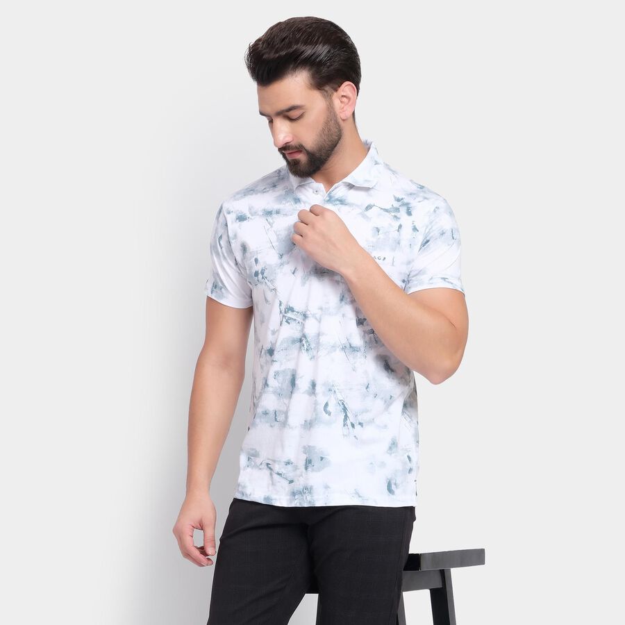 Men's 100% Cotton Collared Half Sleeves T-Shirt, हल्का नीला, large