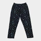 Girls' Black Regular Fit Solid Pyjama, काला, small