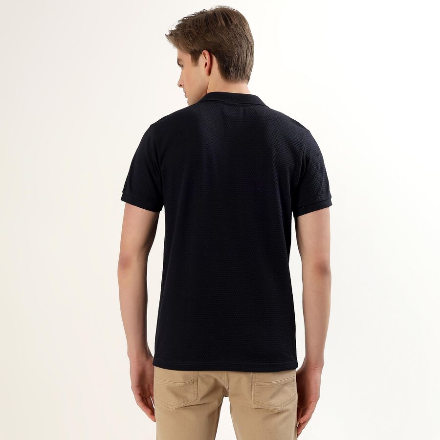 Men's Collared Half Sleeves T-Shirt, Navy Blue, large image number null
