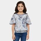 Girls Light Grey Round Neck Casual T-Shirt, Light Grey, small
