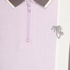 Boys Light Lavender Cotton Polo Neck Casual T-Shirt, Lilac, small