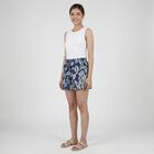 Women's Navy Blue Viscose Relaxed Fit Shorts, Navy Blue, small