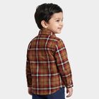 Boys Brown Cotton Long Sleeve Collar Regular Fit Shirt, भूरा, small