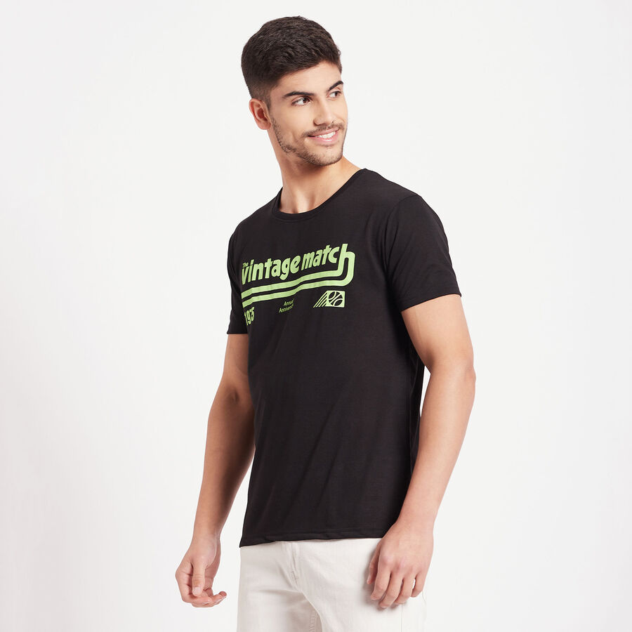 Round Neck T-Shirt, Black, large image number null