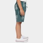 Boys Olive Green Regular Fit Printed Elastic Waist Bermuda Shorts, ओलिव, small