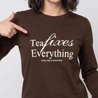 Women's Brown Round Neck Regular Top, भूरा, small