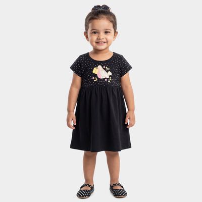Infants' Navy Cotton Casual Frock