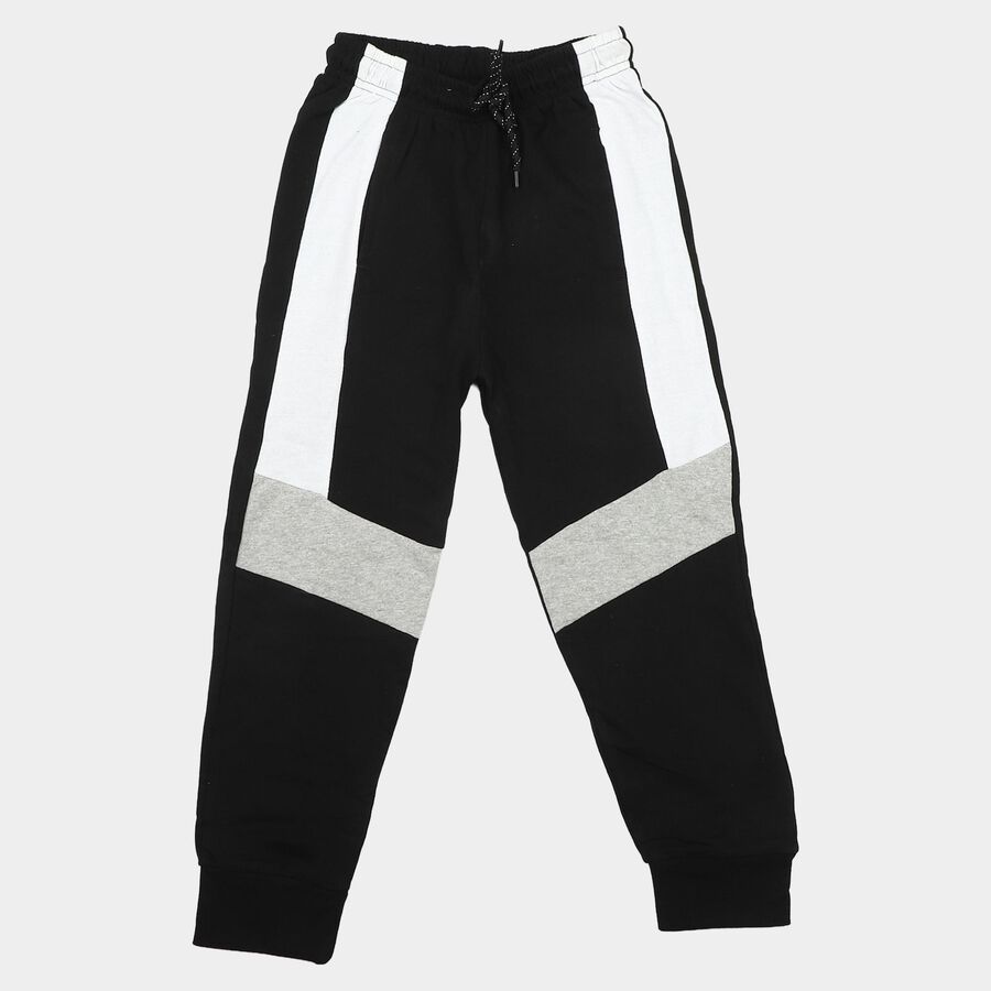 Boys' Black Colorblock Jogger Pyjama, काला, large