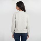 Women Grey Crew Neck Pullover Sweatshirt, Melange Light Grey, small