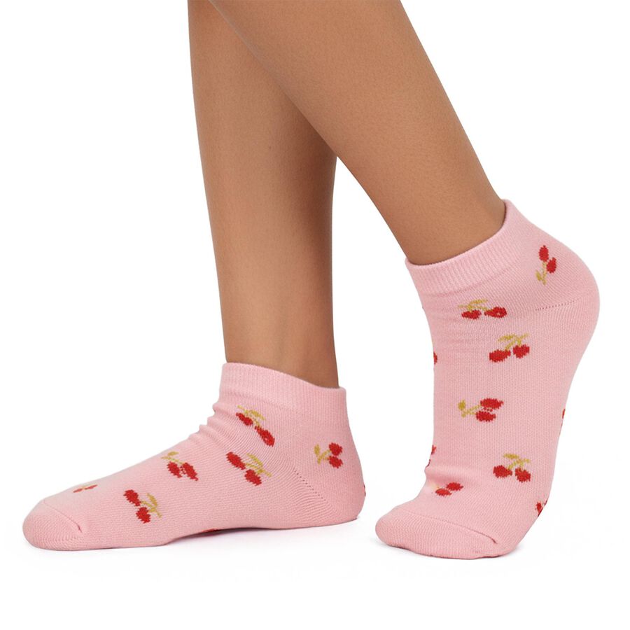 Girls' Light Pink Regular Fit Ankle-Length Socks, गुलाबी, large image number null