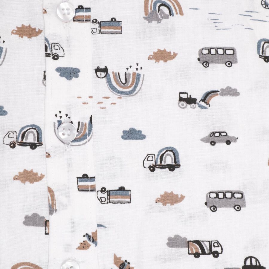 Infants Cotton Printed Casual Shirt, White, large image number null