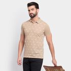 Men's Collared Half Sleeves T-Shirt , गहरा पीला, small