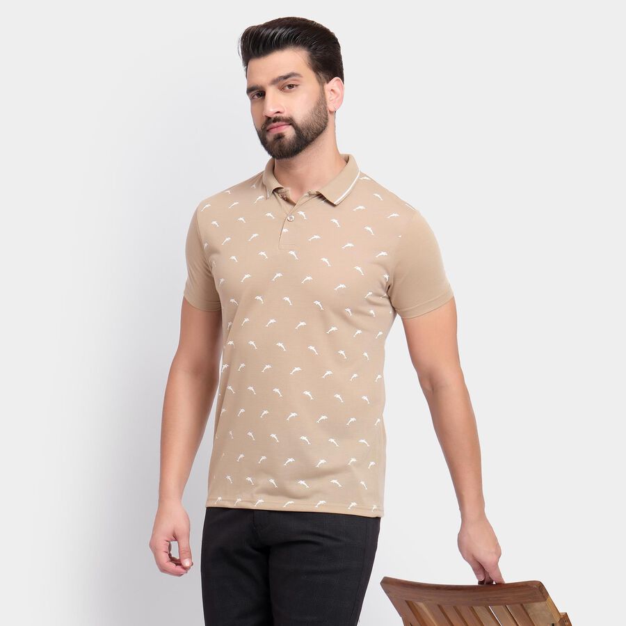 Men's Collared Half Sleeves T-Shirt , गहरा पीला, large