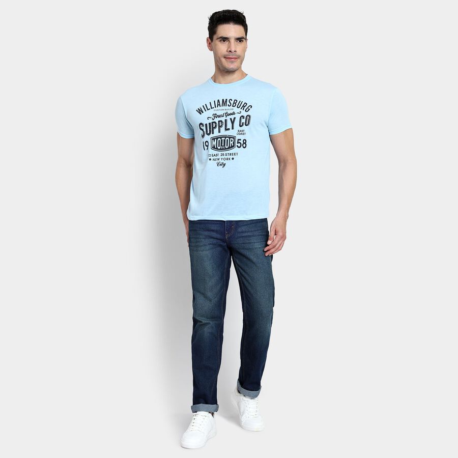 Men's Round Neck Half Sleeves T-Shirt, Sky Blue, large image number null