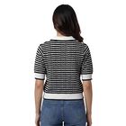 Women's Black Cotton Round Neck Minimalist Top, Black, small