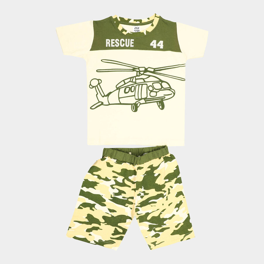 Boys Cotton Baba Suit, Olive, large image number null