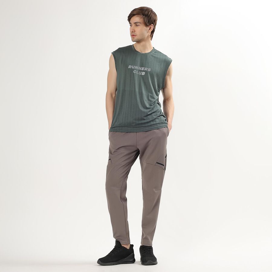 Men's Muted Taupe Regular Fit Cut And Sew Track Pants, Dark Grey, large image number null