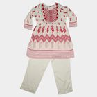 Girls Pink Round Neck Fusion Set Upper and Bottom Set, Pink, small