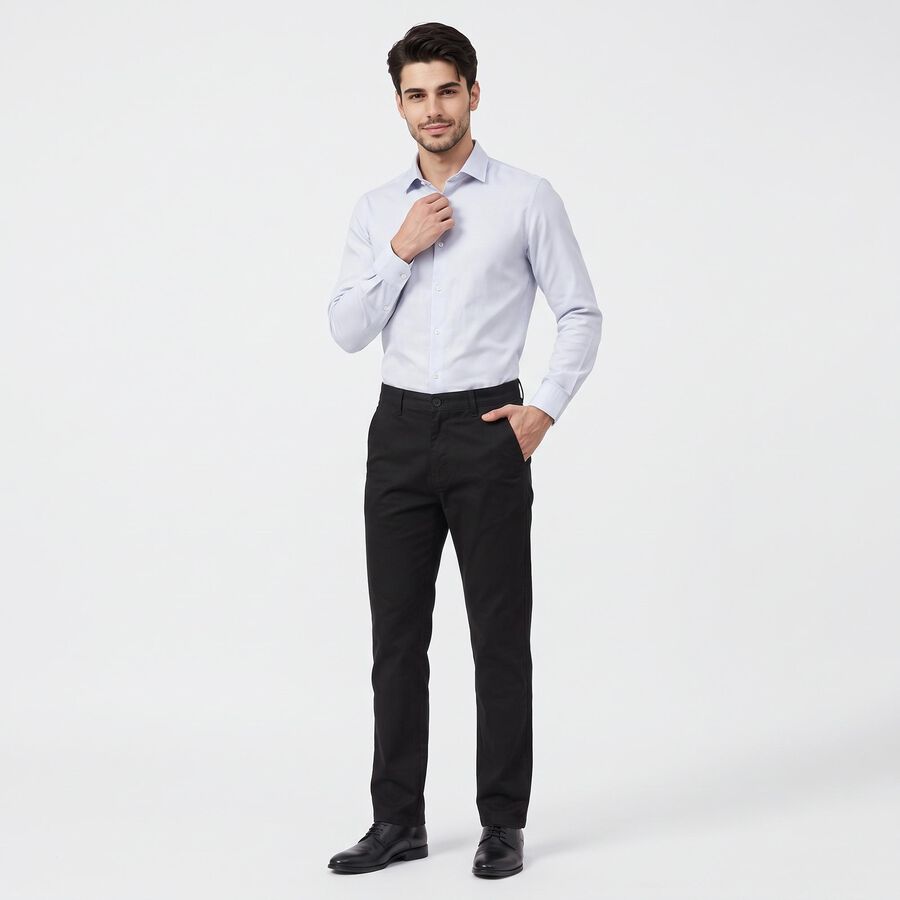 Men's Black Slim Fit Chino Trousers, Black, large