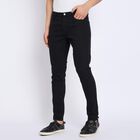 Men's Slim Fit Casual Trousers , काला, small image number null