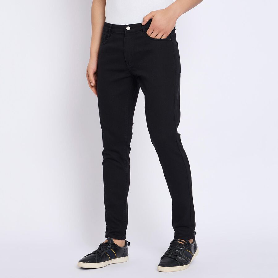 Men's Slim Fit Casual Trousers , काला, large image number null