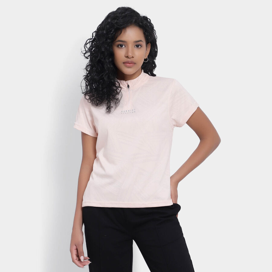 Solid Round Neck T-Shirt, Peach, large image number null