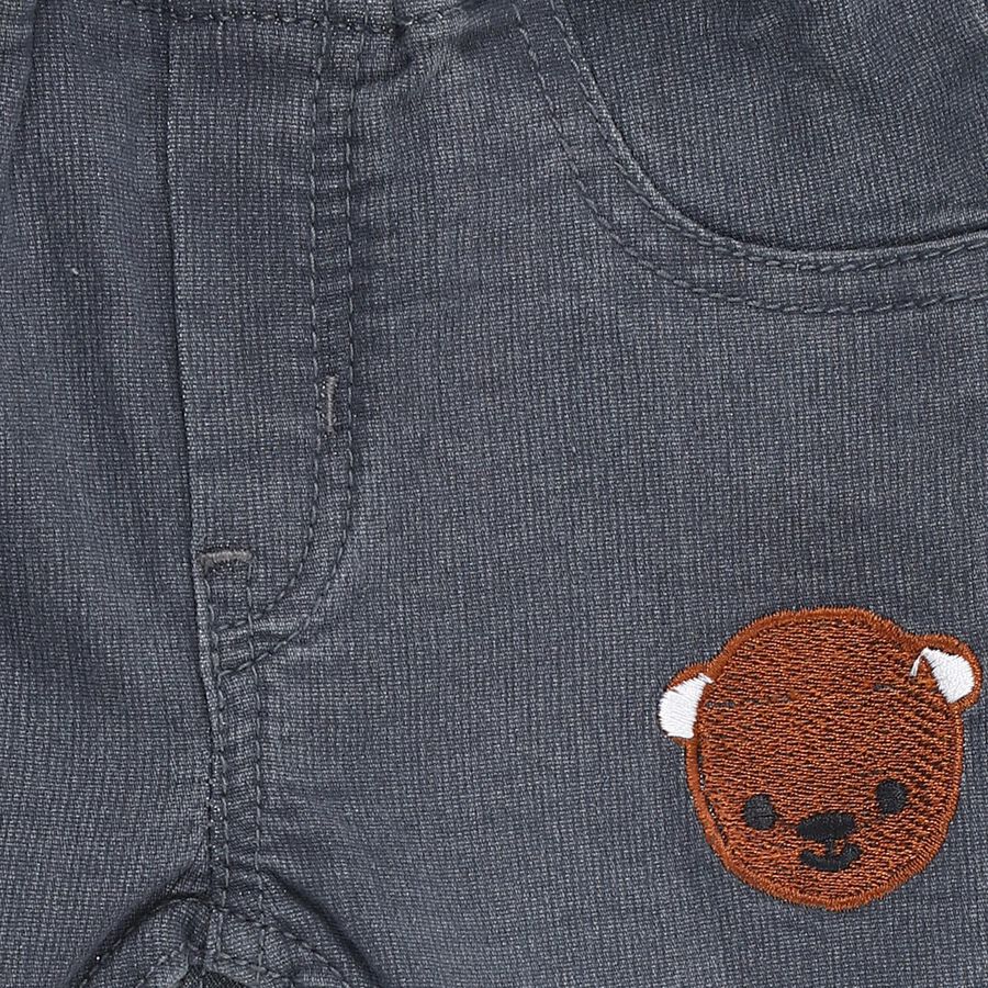 Infants' Dark Grey Regular Fit Embroidered Jeans, हल्का ग्रे, large image number null