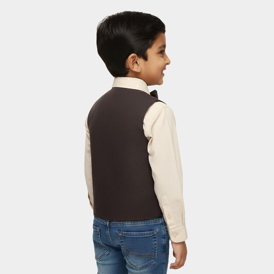 Boys Soft Beige Cotton Full Sleeve Classic Collar Casual Shirt, Beige, large image number null