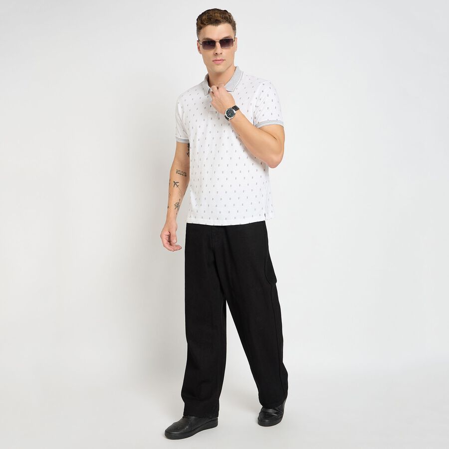 Men's 100% Cotton Collared Half Sleeves T-Shirt, White, large image number null