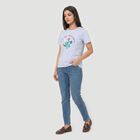 Women's Light Blue Cotton Round Neck Regular T-Shirt, Light Blue, small