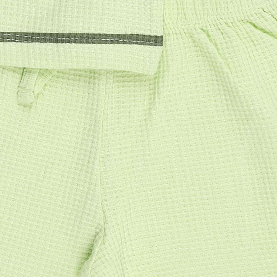 Infants' Light Green Cotton Henley Neck Striped Baba Suit, हल्का हरा, large