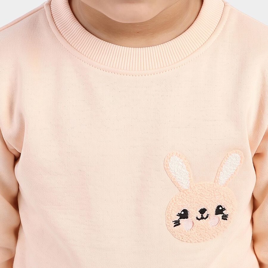 Girls Peach Round Neck Lounge Hipster Set, Peach, large