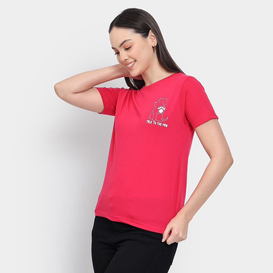 Ladies' Round Neck T-Shirt , रानी (फ्यूशिया), large image number null