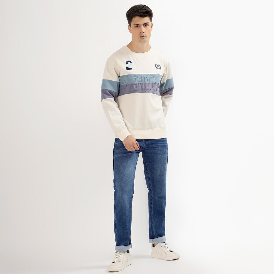 Men's Off-White Crew Neck Casual Sweatshirt, Off White, large image number null