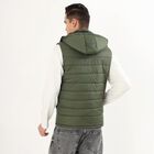 Men's Olive High Neck Sleeveless Puffer Jacket, ओलिव, small image number null