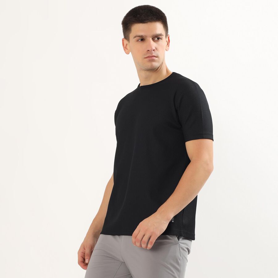 Men's Jet Black Crew Neck Athleisure T-Shirt, Black, large image number null
