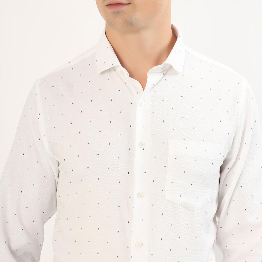 Men's White Dotted Spread Collar Formal Shirt, सफ़ेद, large image number null