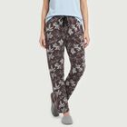 Women's Purple Straight-Fit Leaf Printed Drawstring Pyjama, बैंगनी, small